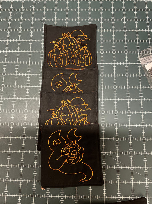 Add a Spooky Touch to Your Table with Embroidered Halloween Coasters! 🕸️🎃